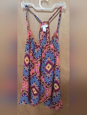 Arizona Jeans Women’s Size M Multicolor Aztec Print Spaghetti Strap Tank Top